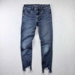 American Eagle 6 Long Next Level Stretch Hi-Rise Jegging Crop Denim Jean